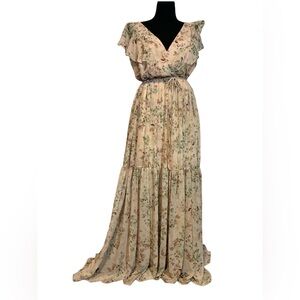 Vera Wang White 16 Women’s Maxi Dress Wedding Guest Floral Dainty Cottage-core